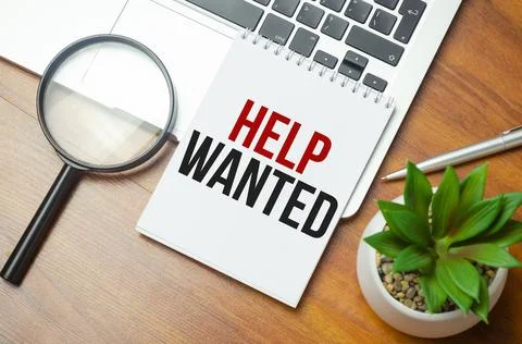 Help Wanted Internet Application, Computer Keyboard with a yellow blank stick Stock Photos