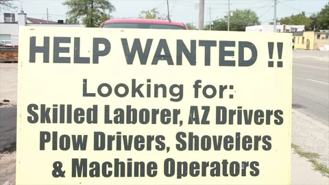 Help wanted looking for skilled laborer az drivers plow drivers shovelers Stock Footage 249101871