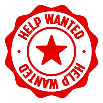 Help wanted seal badge. help wanted label sticker. Vector sign Stock-Illustration