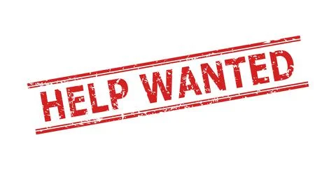 HELP WANTED Seal with Corroded Surface and Double Parallel Lines Stock Illustration
