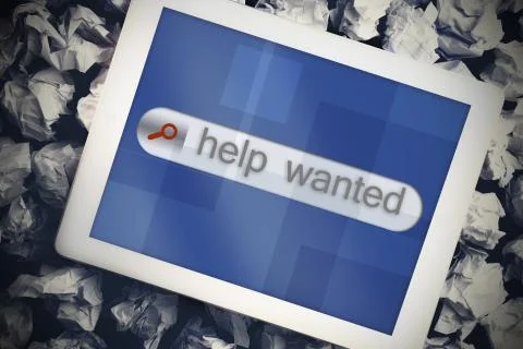 Help wanted in search bar on tablet screen Stock Illustration