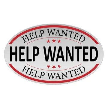 Help wanted sign, emblem, label, badge,sticker. help wanted paper origami speech Stock Illustration