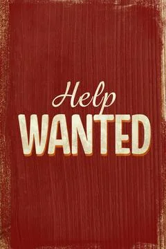 Help wanted text against wooden brown background Stock Illustration