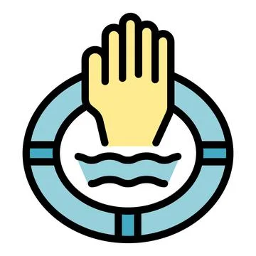 Help water safety icon vector flat Stock Illustration