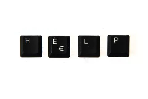 Help - word from keyboard keys Stockfoto's