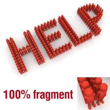 Help word mounted by tiny characters Stock Illustration