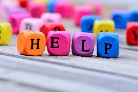 Help word on table Stock Photos