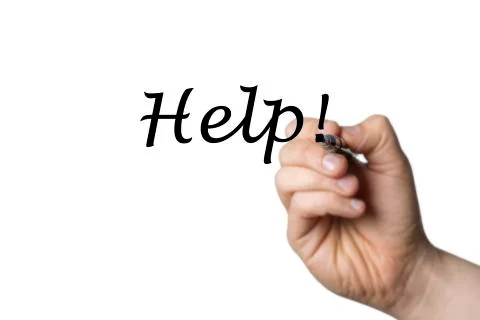 Help written by a hand Stock Photos