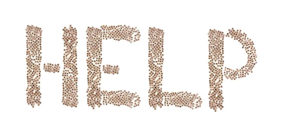 Help written with small cubes Stock Photos