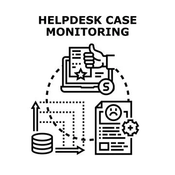 Helpdesk case monitoring problem resolution process 스톡 일러스트