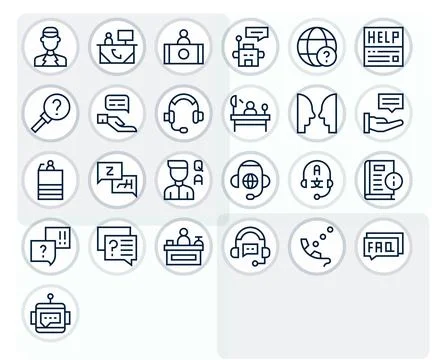 Helpdesk High Resolution Vector Icon Pack with 25 Regular Line Detail Enhan.. Illustrazione stock