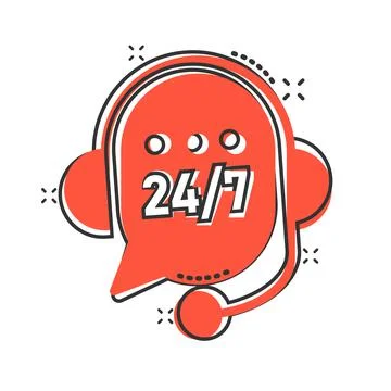 Helpdesk icon in comic style. Headphone cartoon vector illustration on white  Stock Illustration