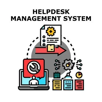 Helpdesk management system offering technical assistance Stock Illustration