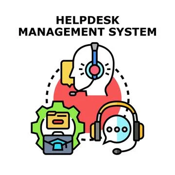 Helpdesk management system providing customer support concept Stock Illustration
