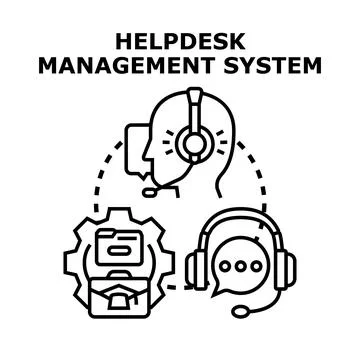Helpdesk management system providing customer support concept Stock Illustration