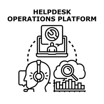 Helpdesk operations platform for customer support Stock Illustration