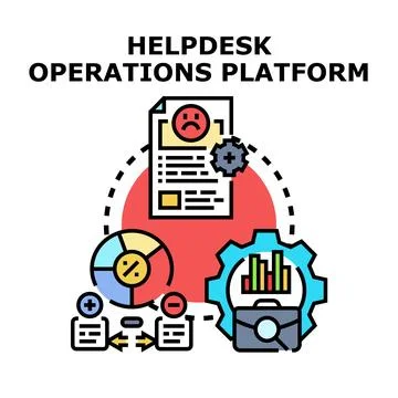 Helpdesk operations platform managing customer support issues Stock Illustration