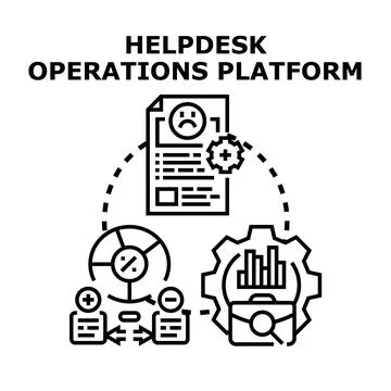 Helpdesk operations platform managing customer support issues Stock Illustration