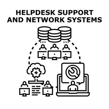 Helpdesk support and network it systems management 스톡 일러스트