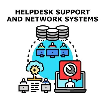 Helpdesk support and network it systems management Stock Illustration