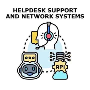 Helpdesk support and network systems concept illustration イラスト素材