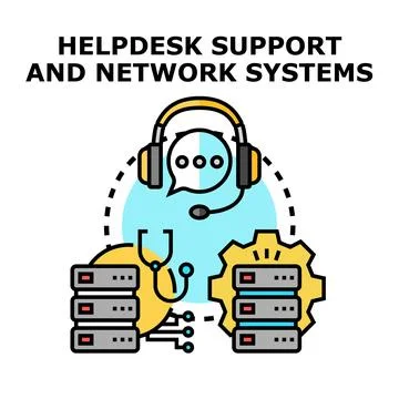 Helpdesk support and network systems concept illustration Stock Illustration