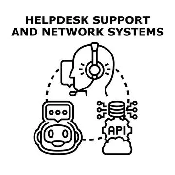 Helpdesk support and network systems concept illustration Stock Illustration