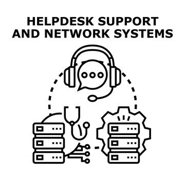 Helpdesk support and network systems concept illustration Stock Illustration