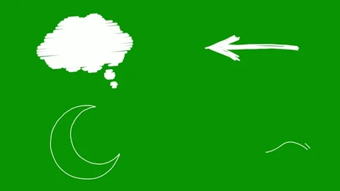 Helpful collection of white doodle animations on green screen displaying Stock-Footage 346825445