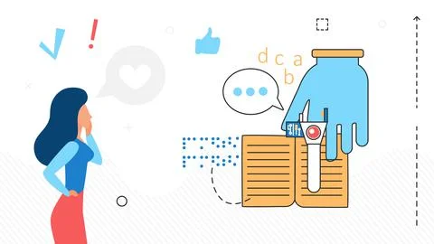 Helpful reading system for blind or visually impaired people Stock Illustration