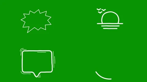 Helpful set of white doodle animations on green screen displaying 库存影片 346825165
