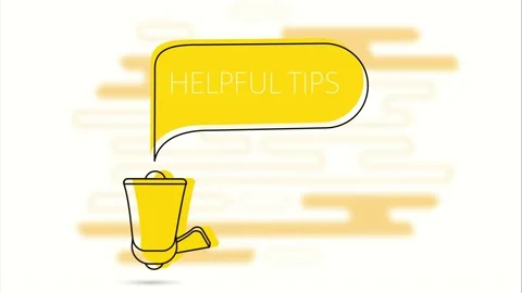 Helpful tips banner. Megaphone and yellow speech bubble with text. Loudspeaker Stock Footage 226807022