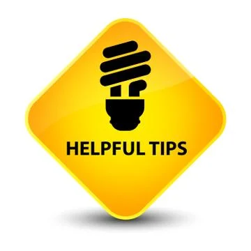 Helpful tips (bulb icon) elegant yellow diamond button Stock Illustration