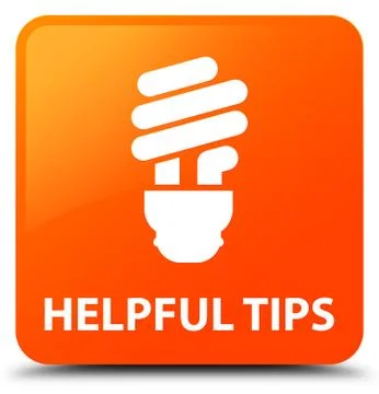 Helpful tips (bulb icon) orange square button Stock Illustration