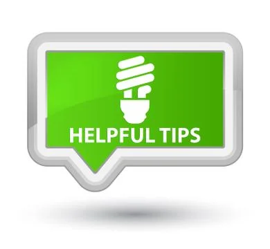 Helpful tips (bulb icon) prime soft green banner button Stock Illustration