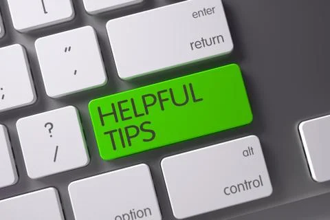 Helpful Tips CloseUp of Keyboard. 3D Stock Illustration