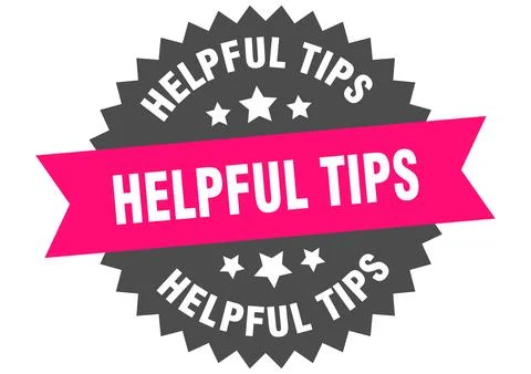 Helpful tips. helpful tips round pink label isolated on transparent backgroun Stock Illustration