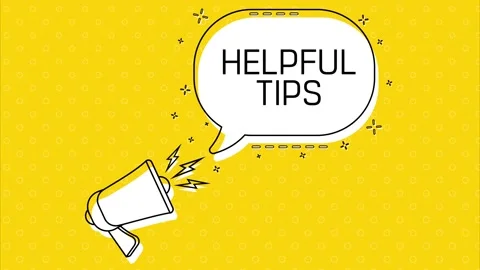 Helpful tips. Megaphone and yellow speech bubble with quote. Blog management Stock Footage 226820415