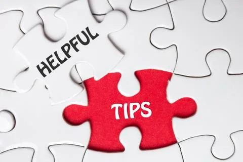 Helpful Tips. Missing Piece Jigsaw Puzzle with word Photos