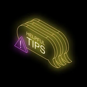 Helpful tips neon sign representing important advice and guidance Stock Illustration