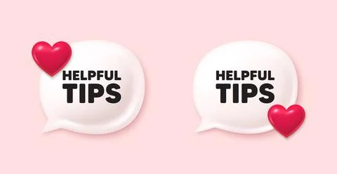 Helpful tips symbol. Education faq sign. Chat speech bubble 3d icons. Vector Stockillustratie