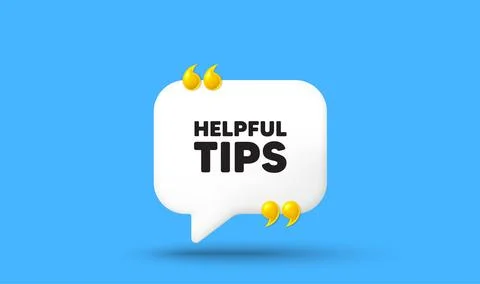Helpful tips symbol. Education faq sign. Chat speech bubble 3d icon. Vector Illustrazione stock