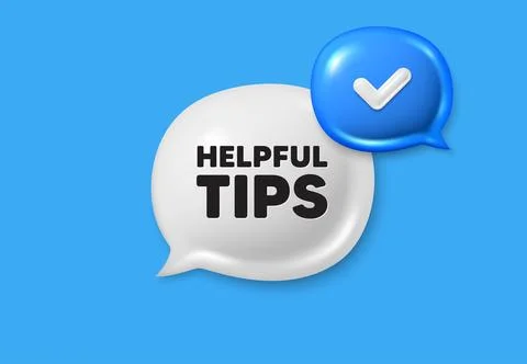 Helpful tips symbol. Education faq sign. Text box speech bubble 3d icons. Vector Stock Illustration