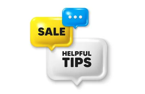 Helpful tips symbol. Education faq sign. Discount speech bubble offer 3d icon Stock Illustration