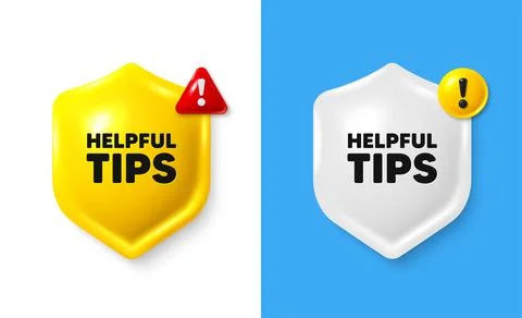 Helpful tips symbol. Education faq sign. Shield 3d banner with text box. Vector Illustrazione stock