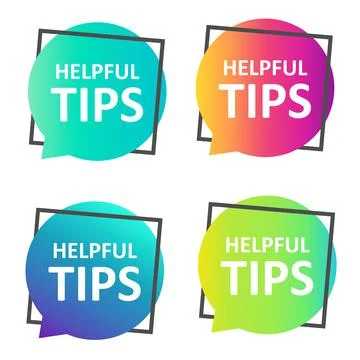Helpful tips in three different gradient colors in the framem. Stock Illustration