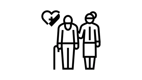 Helping and caring for elderly people line icon animation Stock Footage 164829640