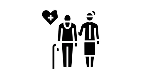 Helping and caring for elderly people glyph icon animation Stock Footage 164839615