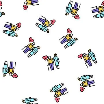 Helping and caring for elderly people vector seamless pattern Stock Illustration