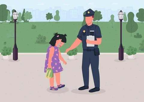 Helping children flat color vector illustration Illustrazione stock